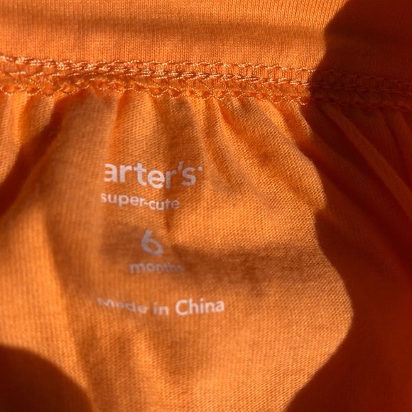 Carter's Super Cute Baby Shirt Orange Cotton Spring Flowers Bee Size 6M - Picture 4 of 6